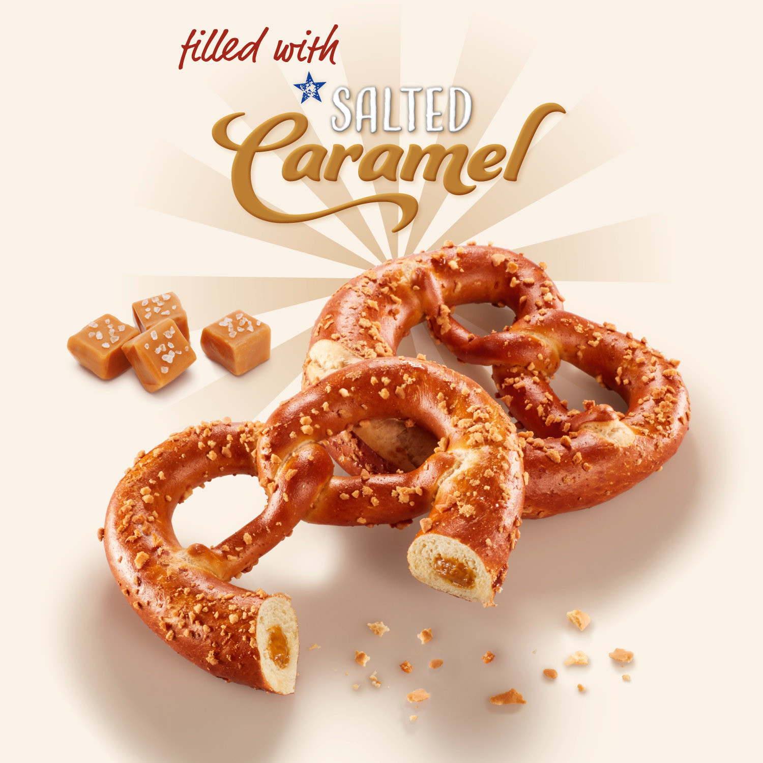 Pretzel filled with salted caramel, 81 g