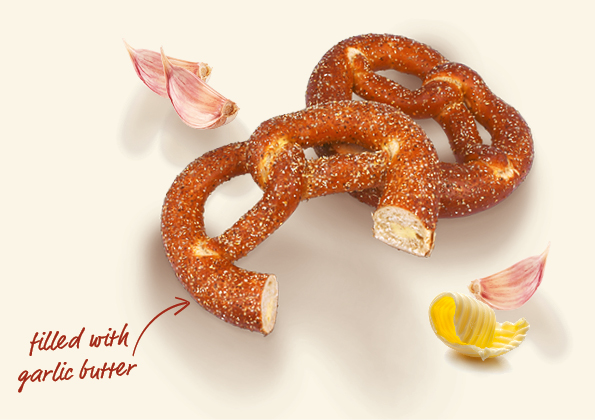 Pretzel filled with garlic butter, 82 g