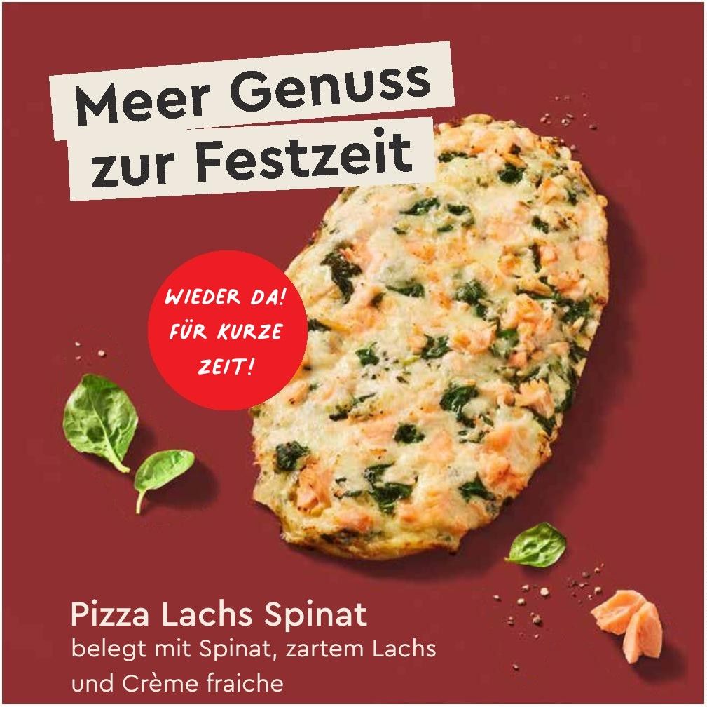 Endlich wieder da – unsere beliebte Pizza „Lachs & Spinat“