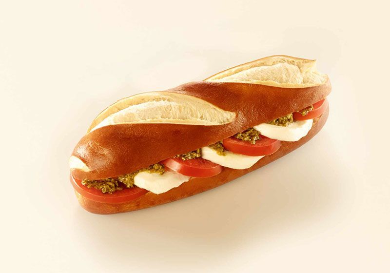 (Saaten-) Laugenbaguette mit Tomate-Mozzarella