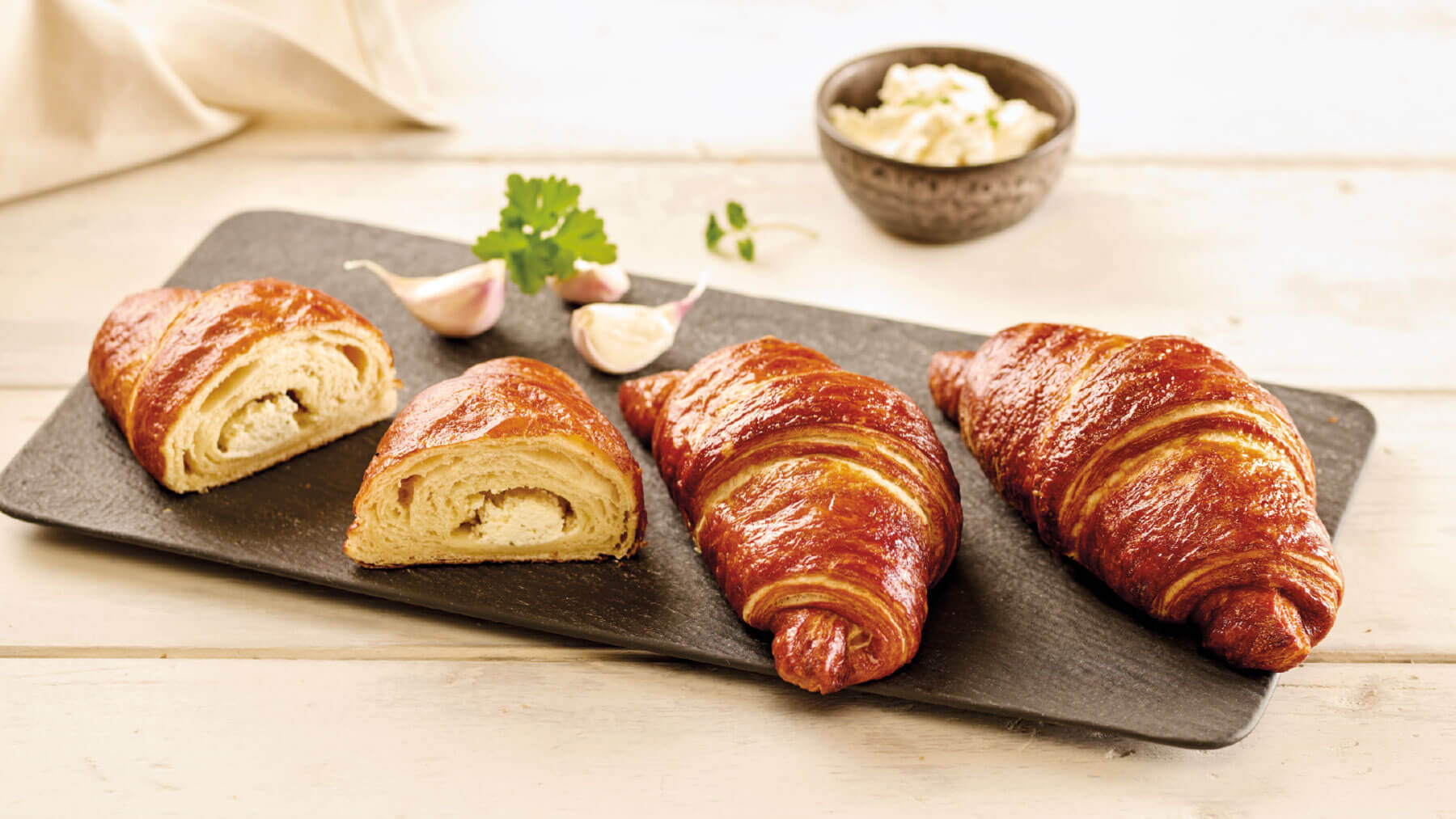 Pretzel Butter Croissant with cream cheese preparation